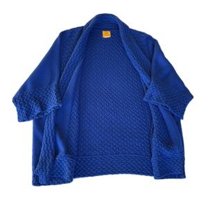 Ruby Rd sweater chunky knit open drape cardigan blue